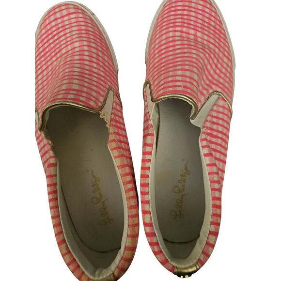Lilly Pulitzer bright neon pink slip on canvas sneakers shoes sz 10 SH74 - Picture 6 of 6